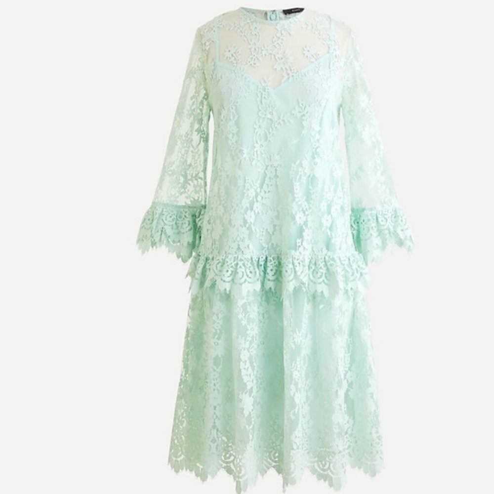 J. Crew 3/4-sleeve dress in chantilly lace dress